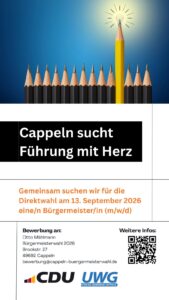 Cappeln sucht Führung mit Herz und Haltung